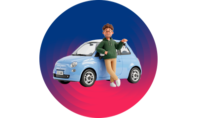 Ilustración de un usuario con carro