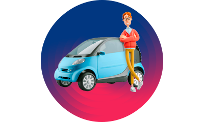 Ilustración de un usuario con carro